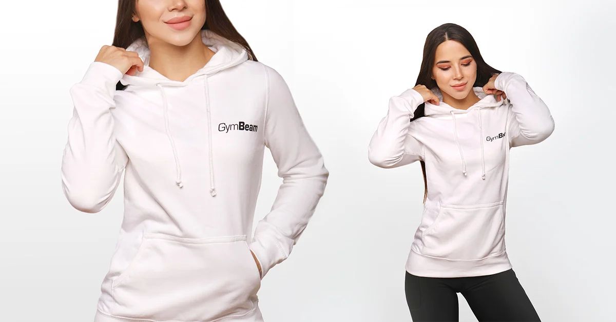 PRO Hoodie fehér női pulóver - (XS) - GymBeam