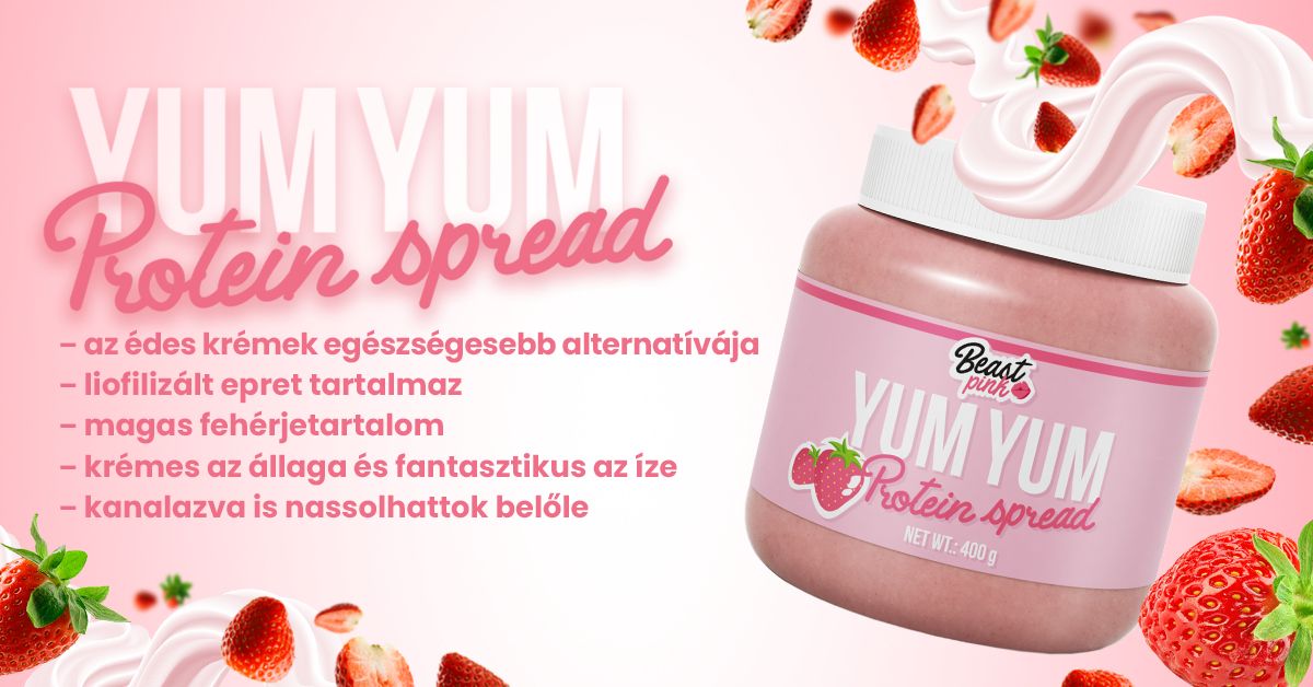 Yum Yum fehérjés krém - 400 g - eper - BeastPink