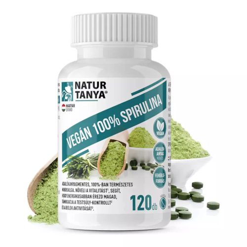 Vegán 100% Spirulina - adalékanyagmentes mikroalga - 120 tabletta - Natur Tanya - 