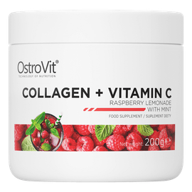 Kollagén + C-vitamin - málna limonádé mentával - 200 g - OstroVit - 