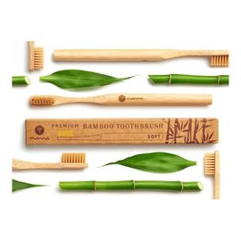 Prémium bambusz felnőtt fogkefe bézs, puha sörtével (1 db) - Manna - 