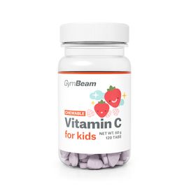 C-vitamin rágótabletta gyerekeknek - eper - 120 rágótabletta - GymBeam