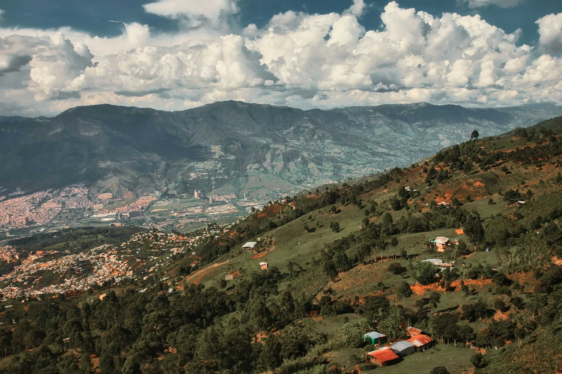 Scenic view of Medellín valley and metro from El Poblado