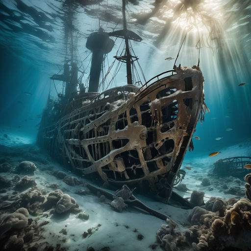 Old ship Terra Nova filmed under the sea