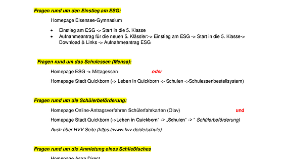 Wo finde ich welche Informationen zum Schuleinstieg?
