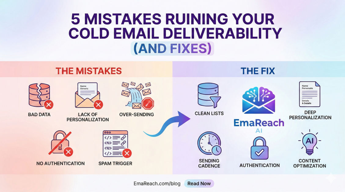 5 Mistakes Ruining Your Cold Email Deliverability (And Fixes)
