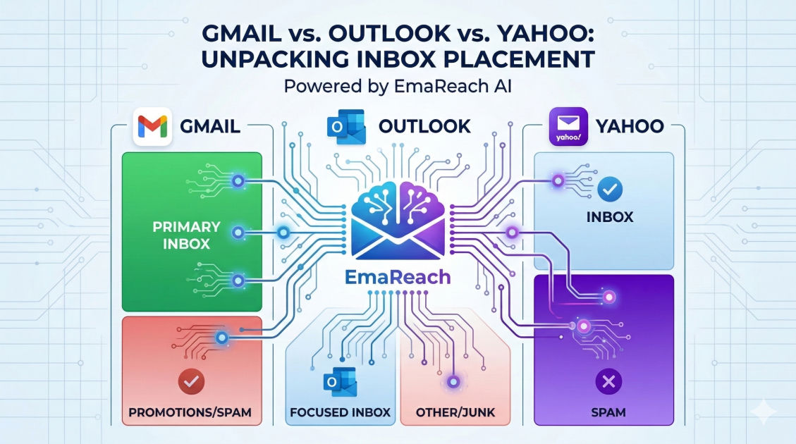 The Difference Between Gmail, Outlook, and Yahoo Inbox Placement