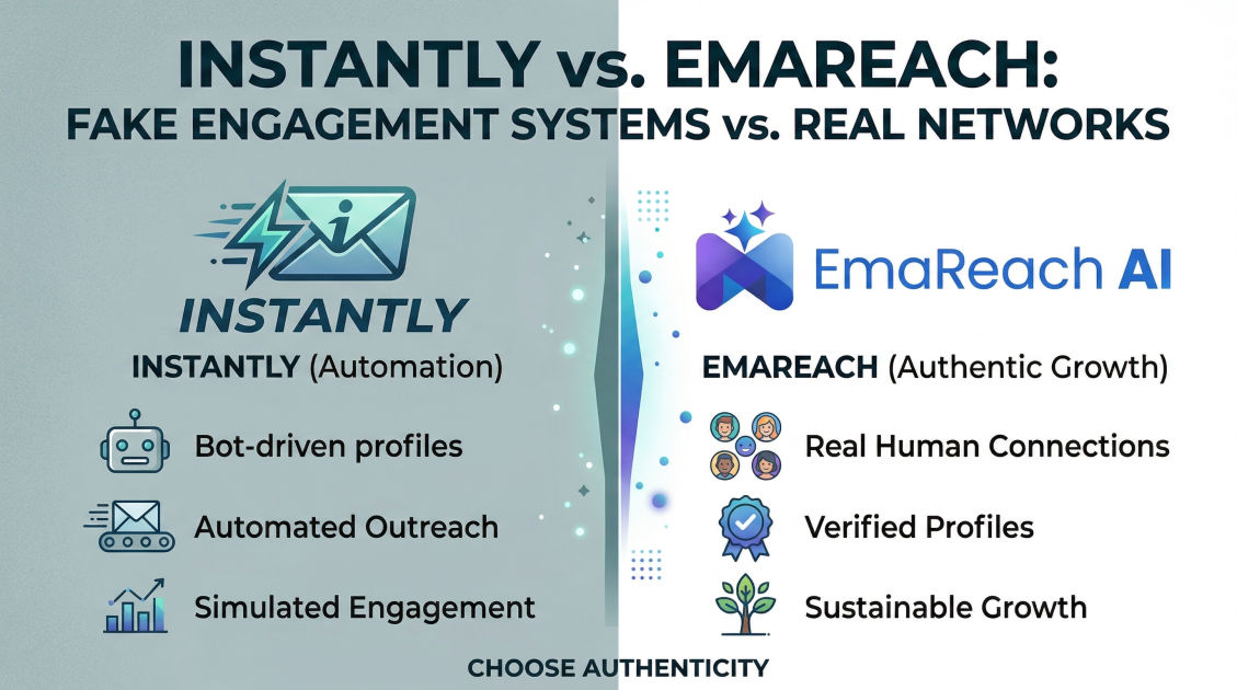 Instantly vs Emareach: Fake Engagement Systems vs Real Networks