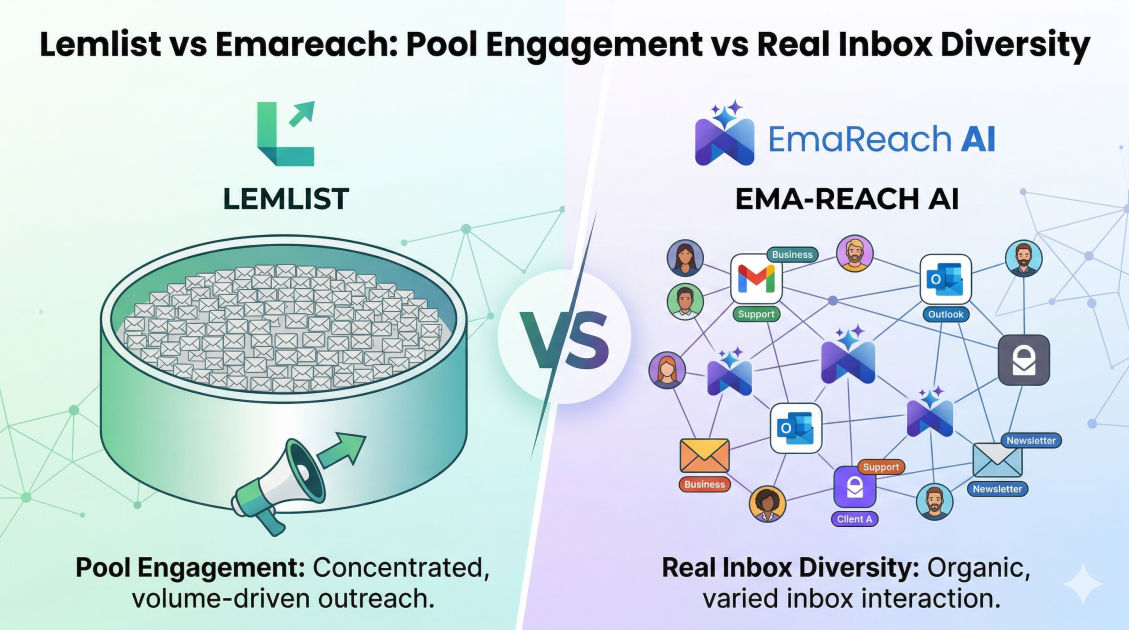Lemlist vs Emareach: Pool Engagement vs Real Inbox Diversity