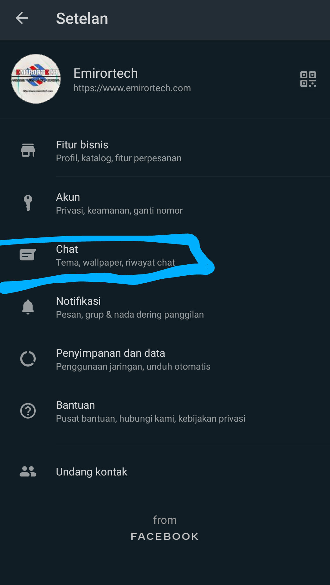 Setelah Itu Anda Ketuk pada bagian Chat 