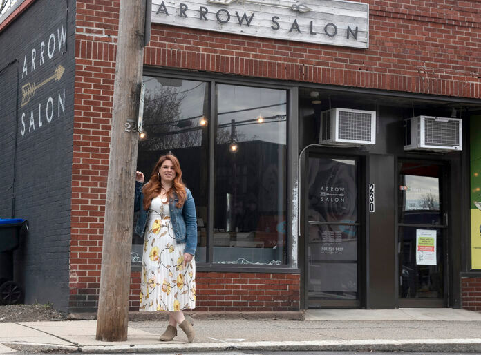 DENIED: Elyse Farnsworth, owner of Arrow Salon in Providence, tried to apply through Bank of America for a Paycheck Protection Program loan but was turned down because she did not have a line of credit with the bank. / PBN PHOTO/MICHAEL SALERNO