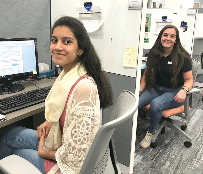 IT’S PAID OFF: Rida Jawed, left, a 2020 Lincoln High School graduate, participated in PrepareRI’s Summer Internship program for two summers. The first year, she served as a paid social media intern for Dr. Day Care in Smithfield with fellow student intern Kenzi Gilmore, right. 
COURTESY REBECCA COMPTON IT’S PAID OFF: Rida Jawed, left, a 2020 Lincoln High School graduate, participated in PrepareRI’s Summer Internship program for two summers. The first year, she served as a paid social media intern for Dr. Day Care in Smithfield with fellow student intern Kenzi Gilmore, right. 
COURTESY REBECCA COMPTON