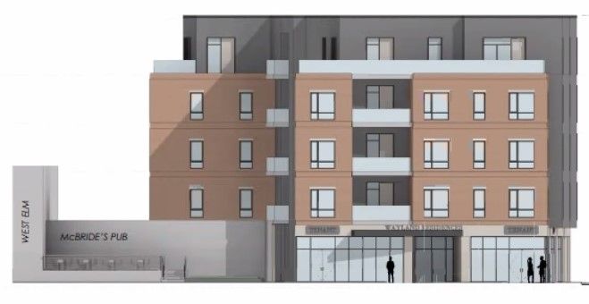 DESPITE PROTESTS ABOUT ITS HEIGHT, the Providence City Plan Commission approved a master plan for a new 5-story apartment building proposed at 230 Waterman St., in Wayland Square, which was proposed earlier this year, planned by Boston Celtics co-owner and local real estate investor Stephen Lewinstein. / PHOTO COURTESY PROVIDENCE CITY PLAN COMMISSION