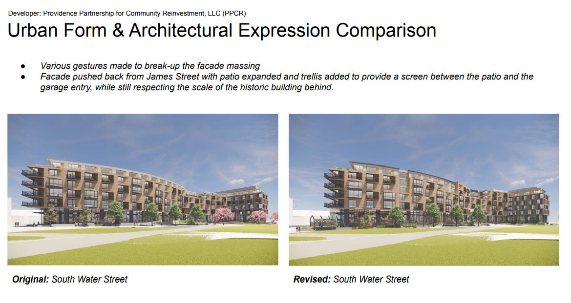 THREE DEVELOPMENT FIRMS are coming back before the I-195 Redevelopment District Commission on Wednesday, Jan. 19, 2022, with revised proposals for Parcel 2 on South Water Street in Providence. / COURTESY I-195 REDEVELOPMENT DISTRICT COMMISSION