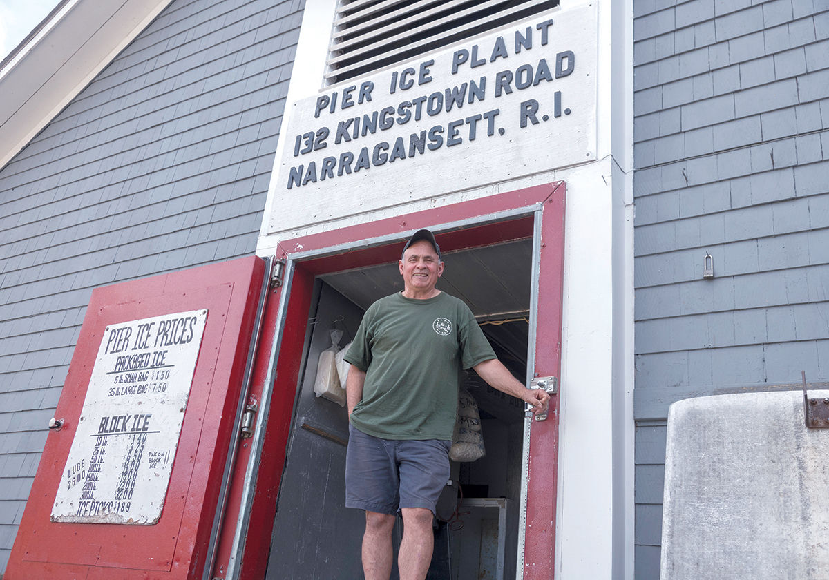 FAMILY-OWNED: Pier Ice Plant in Narragansett was founded June 15, 1966, by owner Robert Shumate, above, and his father, Lawrence. Robert Shumate is a member of the Narragansett Indian Tribe. He says he was lucky to grow up in a family that owned its own business. / PBN PHOTO/ MICHAEL SALERNO