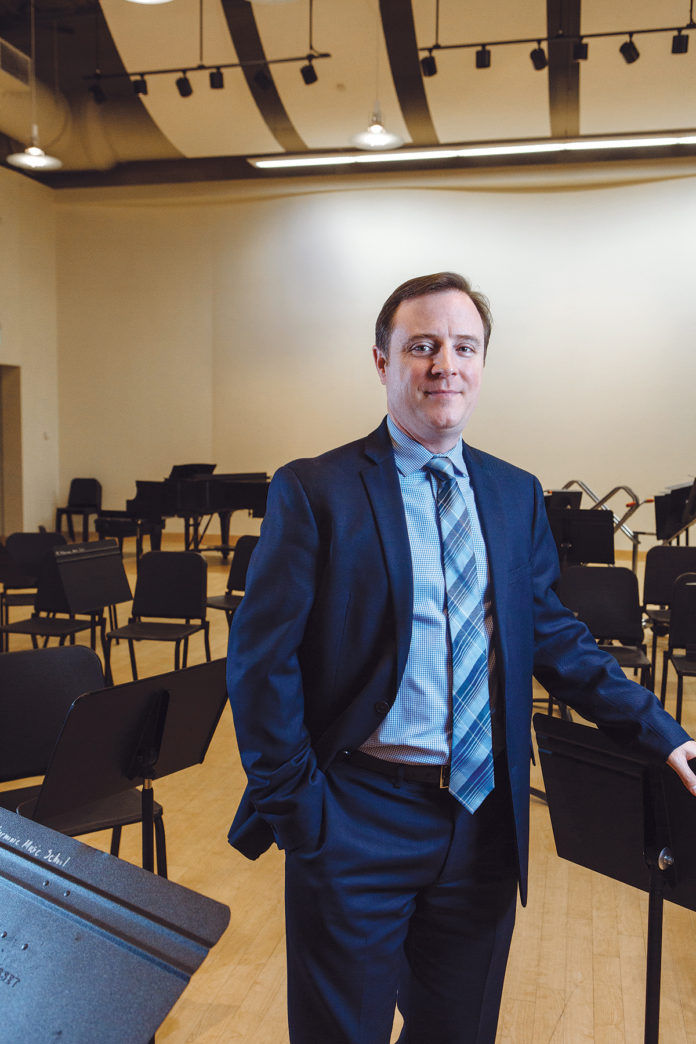 Under David Beauchesne’s leadership, the Rhode Island Philharmonic Orchestra and Music School is seeing 
audience and enrollment growth, as well as deeper reach into the community. He earned bachelor of music and master of music in music education 
degrees from the Eastman School. / PBN PHOTO/RUPERT WHITELEY Under David Beauchesne’s leadership, the Rhode Island Philharmonic Orchestra and Music School is seeing 
audience and enrollment growth, as well as deeper reach into the community. He earned bachelor of music and master of music in music education 
degrees from the Eastman School. / PBN PHOTO/RUPERT WHITELEY