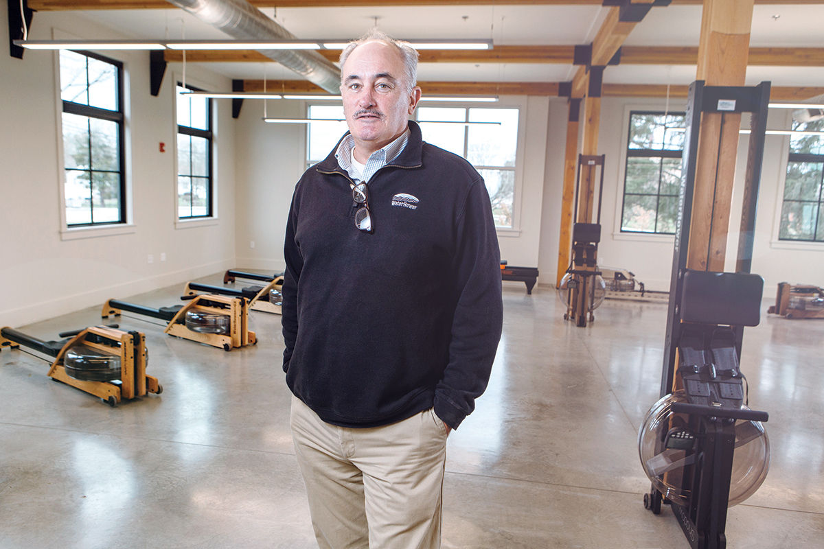 SUSTAINED GROWTH: Peter King is president and CEO of WaterRower Inc., a rowing-machine manufacturer that has quadrupled its workforce over the past five years and is still hiring. / PBN PHOTO/RUPERT WHITELEY