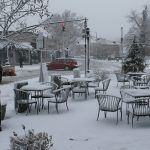 TUESDAY'S NOR'EASTER FORCED L'Artisan Cafe patrons inside at the Wayland Square eatery in Providence. / PBN PHOTO/MARY MACDONALD