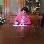 GOV. GINA M. RAIMONDO signed legislation that is designed to incentivize defendants in class action lawsuits related to the St. Joseph pension plan to settle. / COURTESY OFFICE OF GOV. GINA M. RAIMONDO