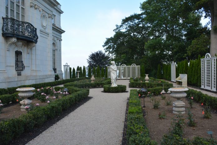 RESTORATION OF THE Rosecliff rose garden has been completed by the Preservation Society of Newport County. / COURTESY OF PRESERVATION SOCIETY OF NEWPORT COUNTY RESTORATION OF THE Rosecliff rose garden has been completed, per an announcement by the Preservation Society of Newport County Friday. The project was commenced in October. / COURTESY OF PSONC
