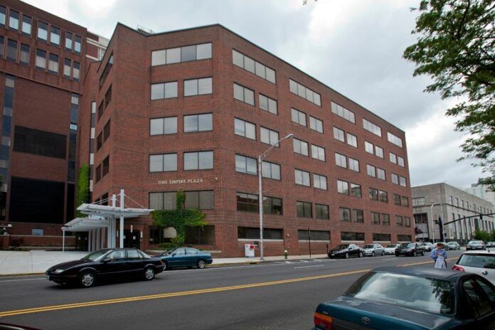 universitycollege ROGER WILLIAMS UNIVERITY's University College at One Empire Plaza in downtown Providence would house the proposed University High School charter school. / PBN FILE PHOTO/DAVID LEVESQUE