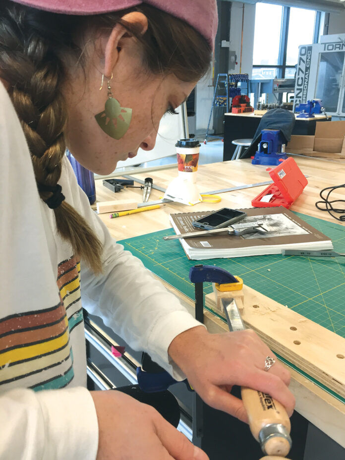 FIRST WE WALK 
Telli Quinn ended her nine-month IYRS computer design program by interning at prototype design firm Empire Group in Attleboro, which just offered her an assistant designer position. IYRS uses hands-on projects to understand the connection between design and fabrication. / Courtesy IYRS School of Technology and Trade FIRST WE WALK 
Telli Quinn ended her nine-month IYRS computer design program by interning at prototype design firm Empire Group in Attleboro, which just offered her an assistant designer position. IYRS uses hands-on projects to understand the connection between design and fabrication. / Courtesy IYRS School of Technology and Trade