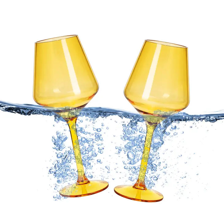 Yellow Shatterproof Floating Wine Glasses For Pool - Thumbnail 4