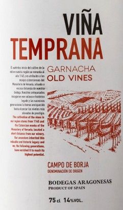 Vina Temprana Old Vine Garnacha 2021 :: Spanish Red