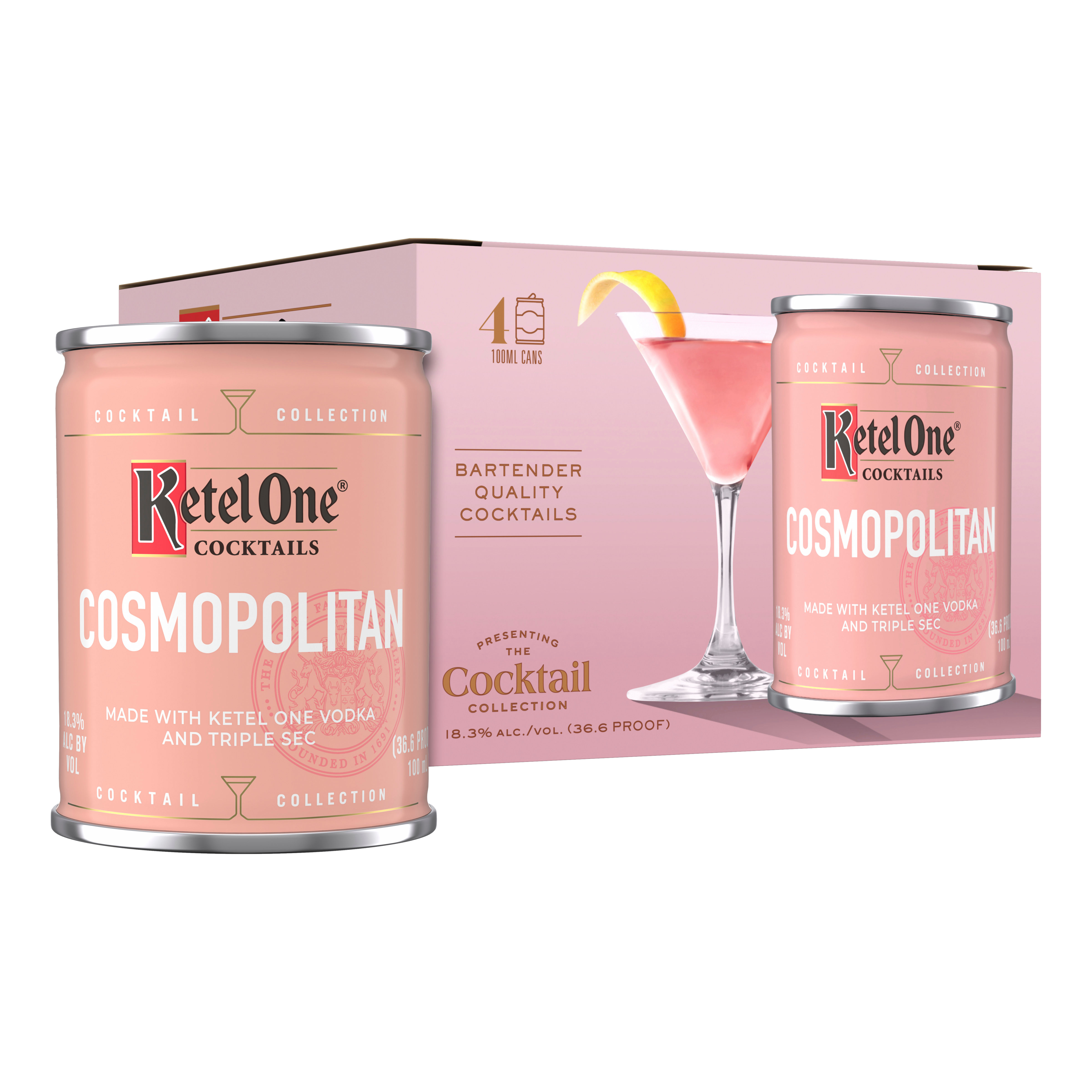 Ketel One Cocktails Cosmopolitan 4-100ml Cans :: Ready to Go Cocktails