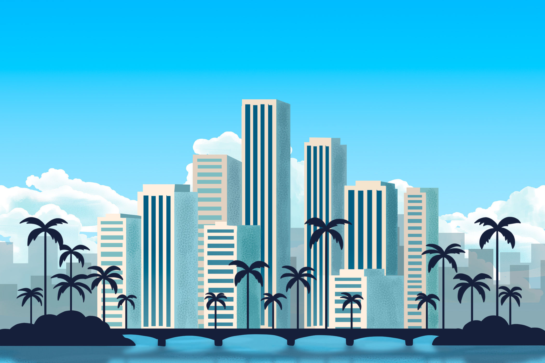 Ilustración final de Miami para La vuelta al mundo 3