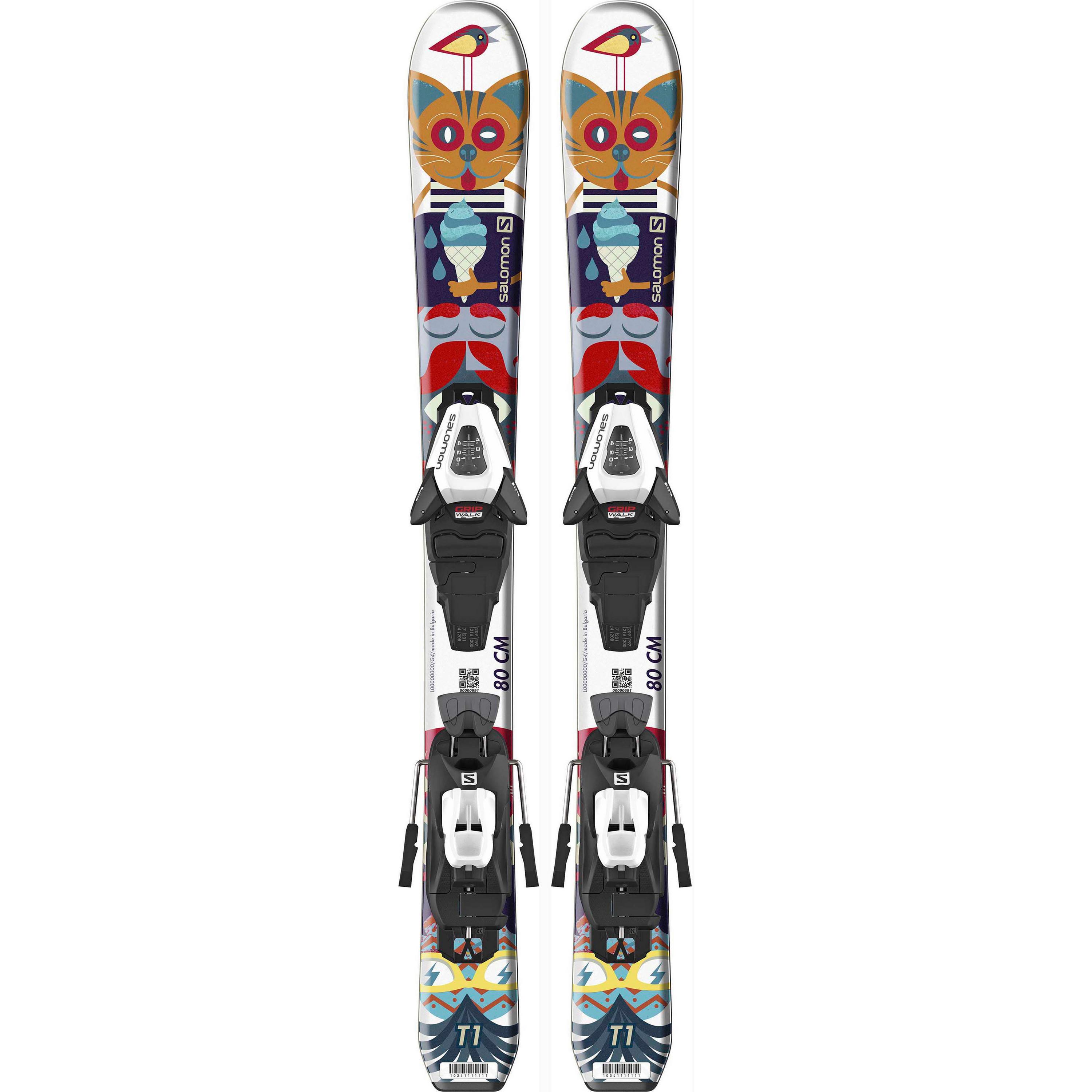 Salomon E T1 JR XS + C5 GW J75 All-Mountain Ski Kinder