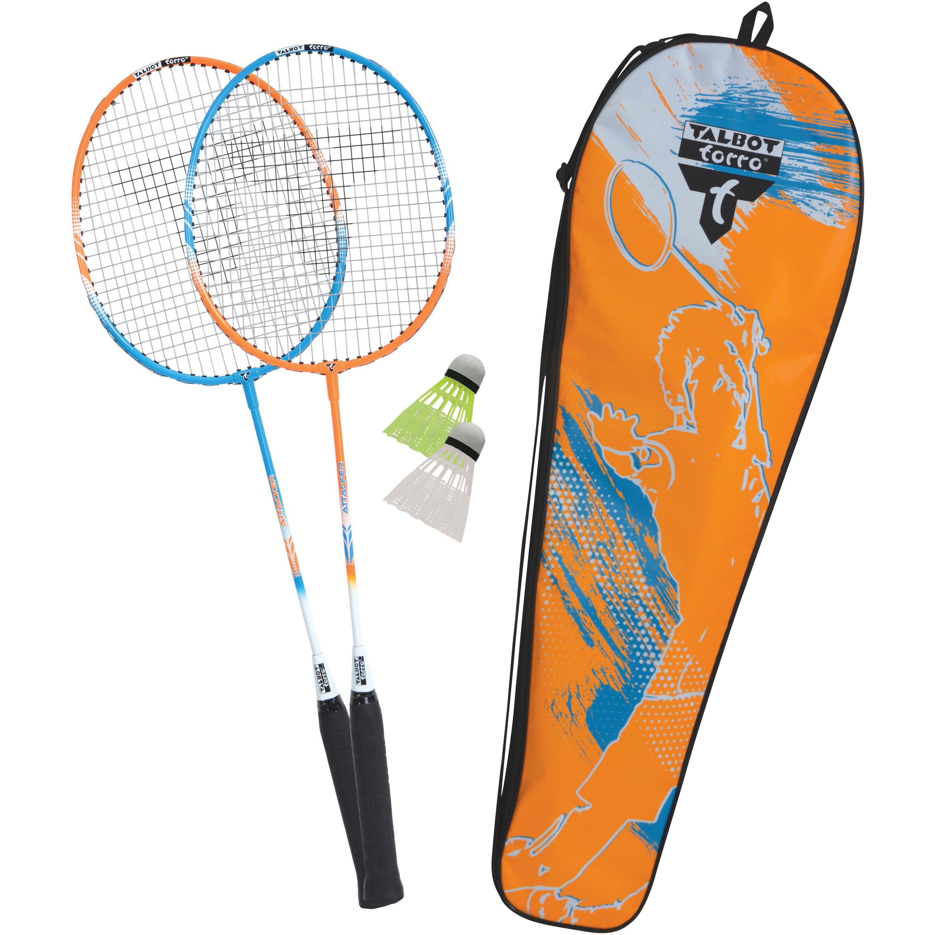 Talbot Torro Badminton Set mit 2 Schlägern und 2 Kunststoff-Federbällen