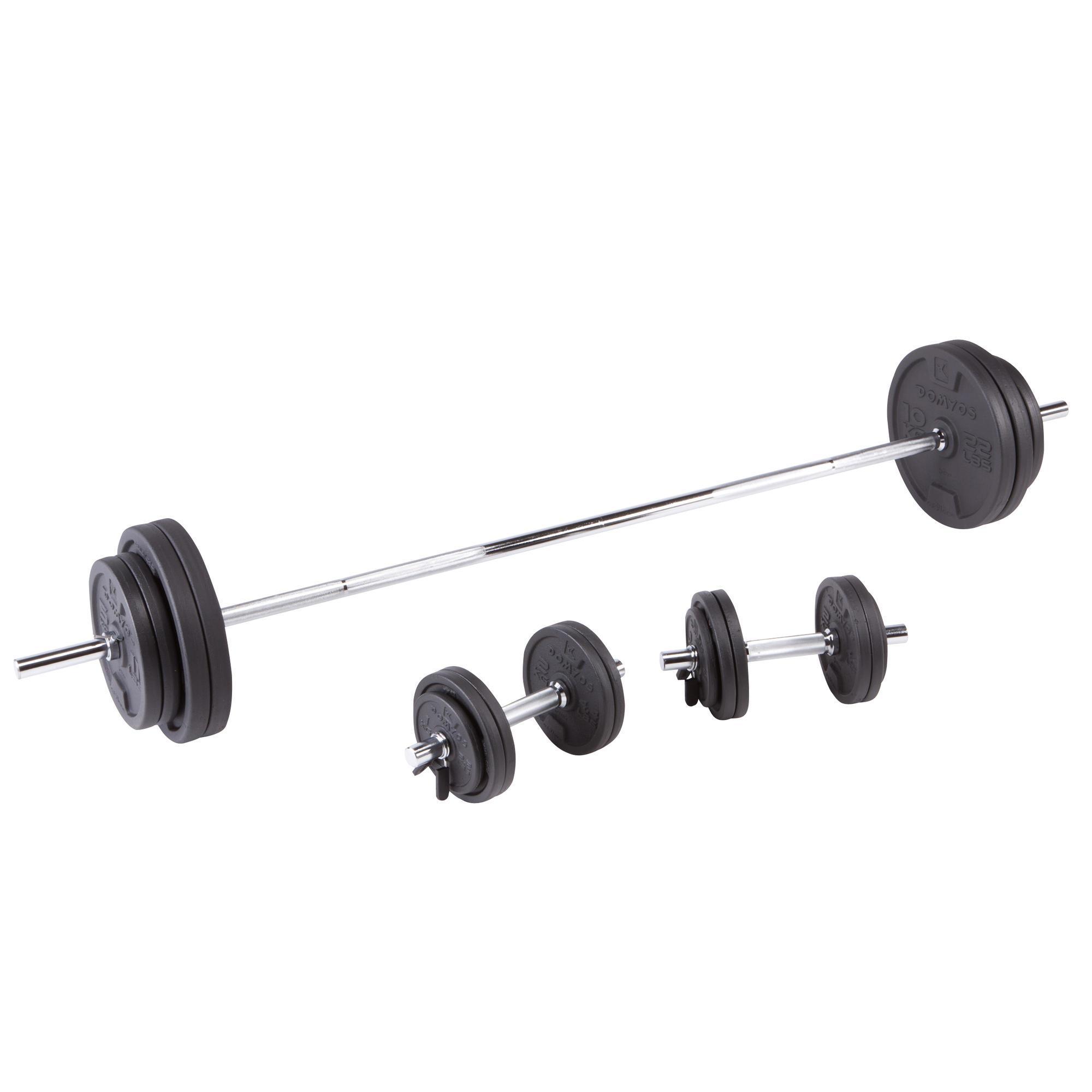 Corength Hantelset, Langhantel und Kurzhantel Set mit Stangen 93 kg Krafttraining