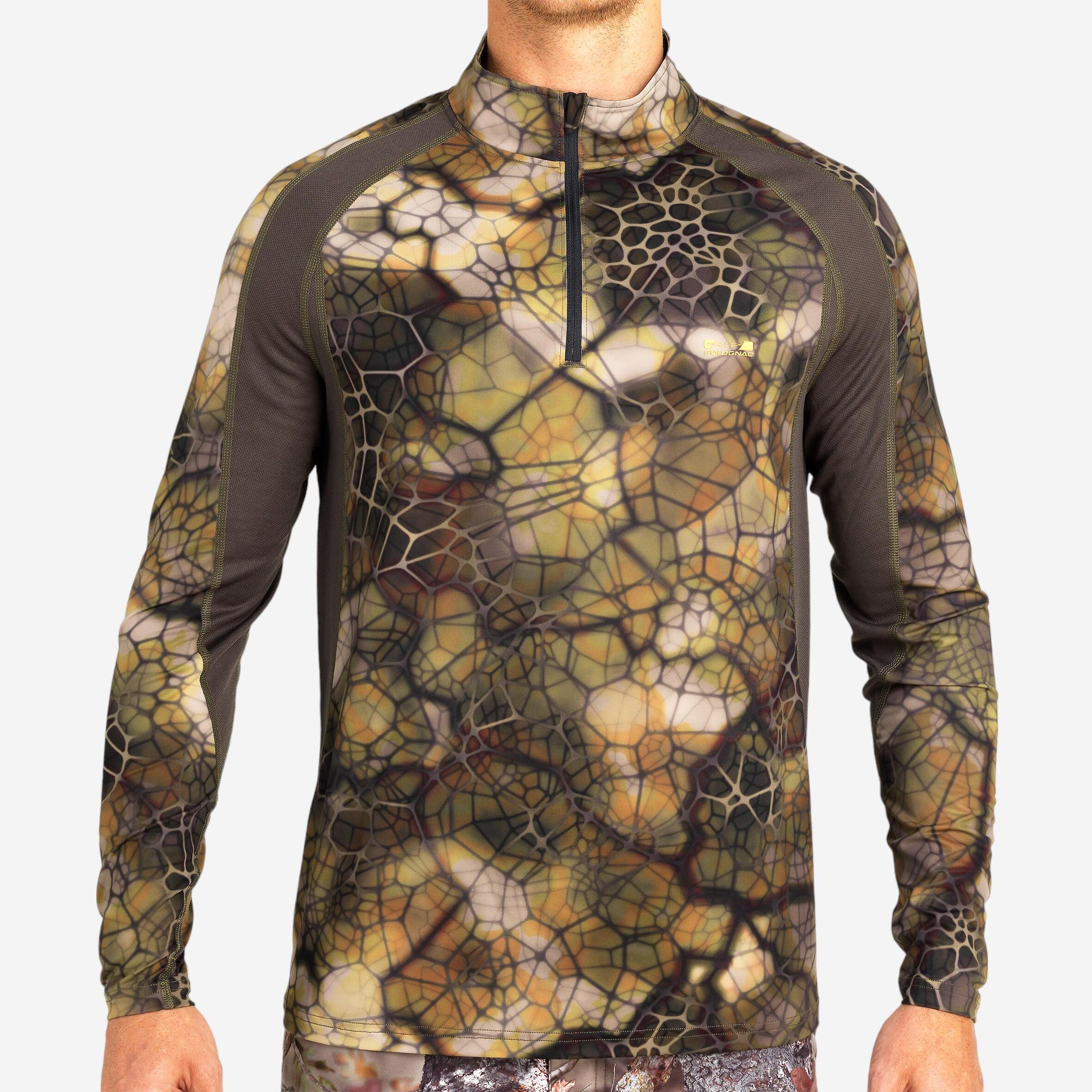 Solognac Langarmshirt FURTIV 500 atmungsaktiv, leise camouflage