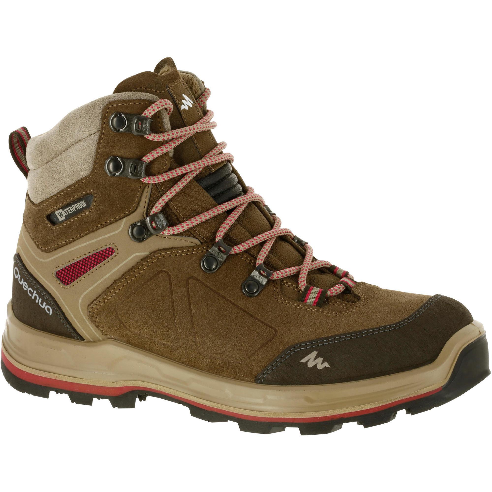 Forclaz Trekkingschuhe Ontrail Bergtrekking MT100 Hoch Leder wasserdicht Damen