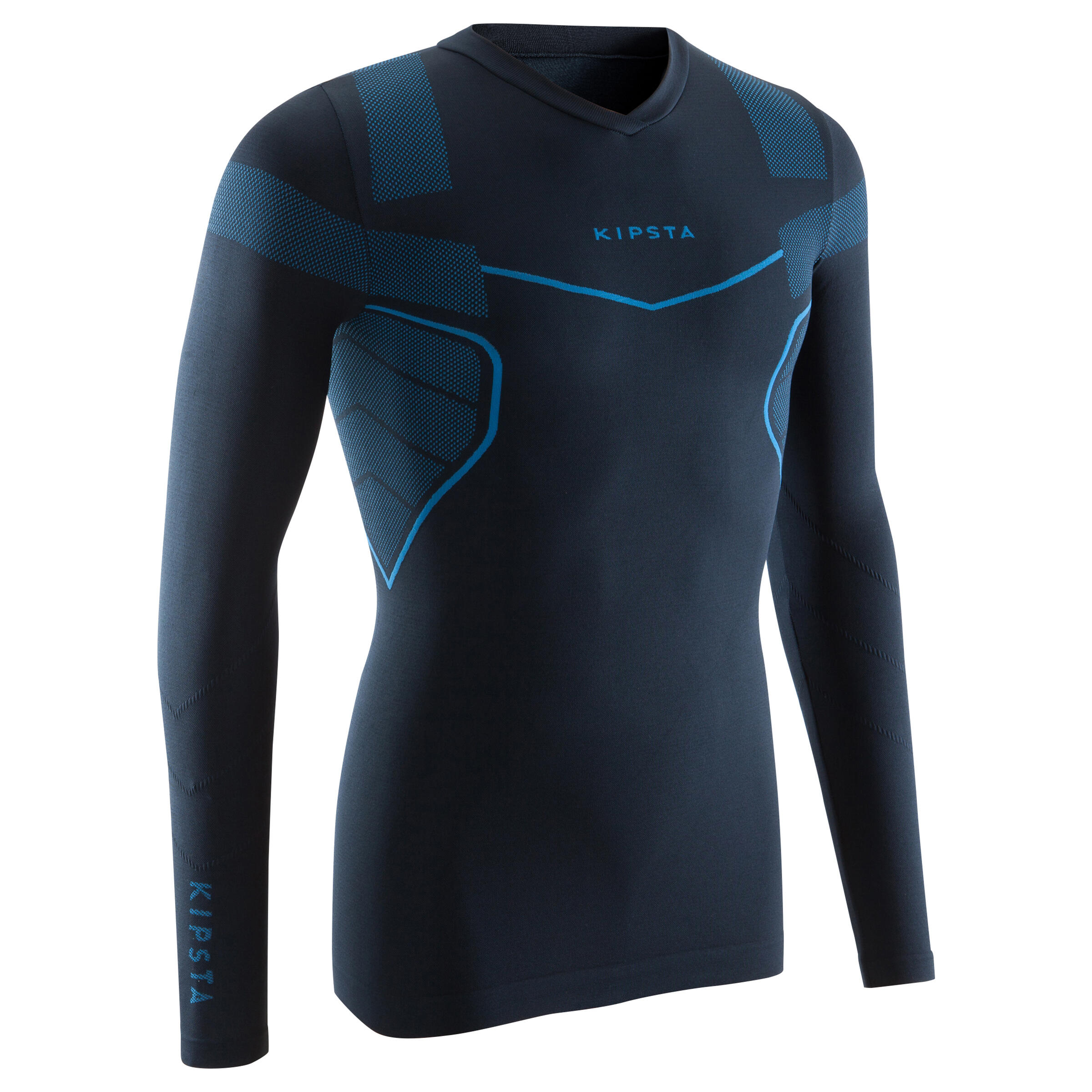 Kipsta Funktionsshirt langarm Keepdry 500 atmungsaktiv Erwachsene marineblau