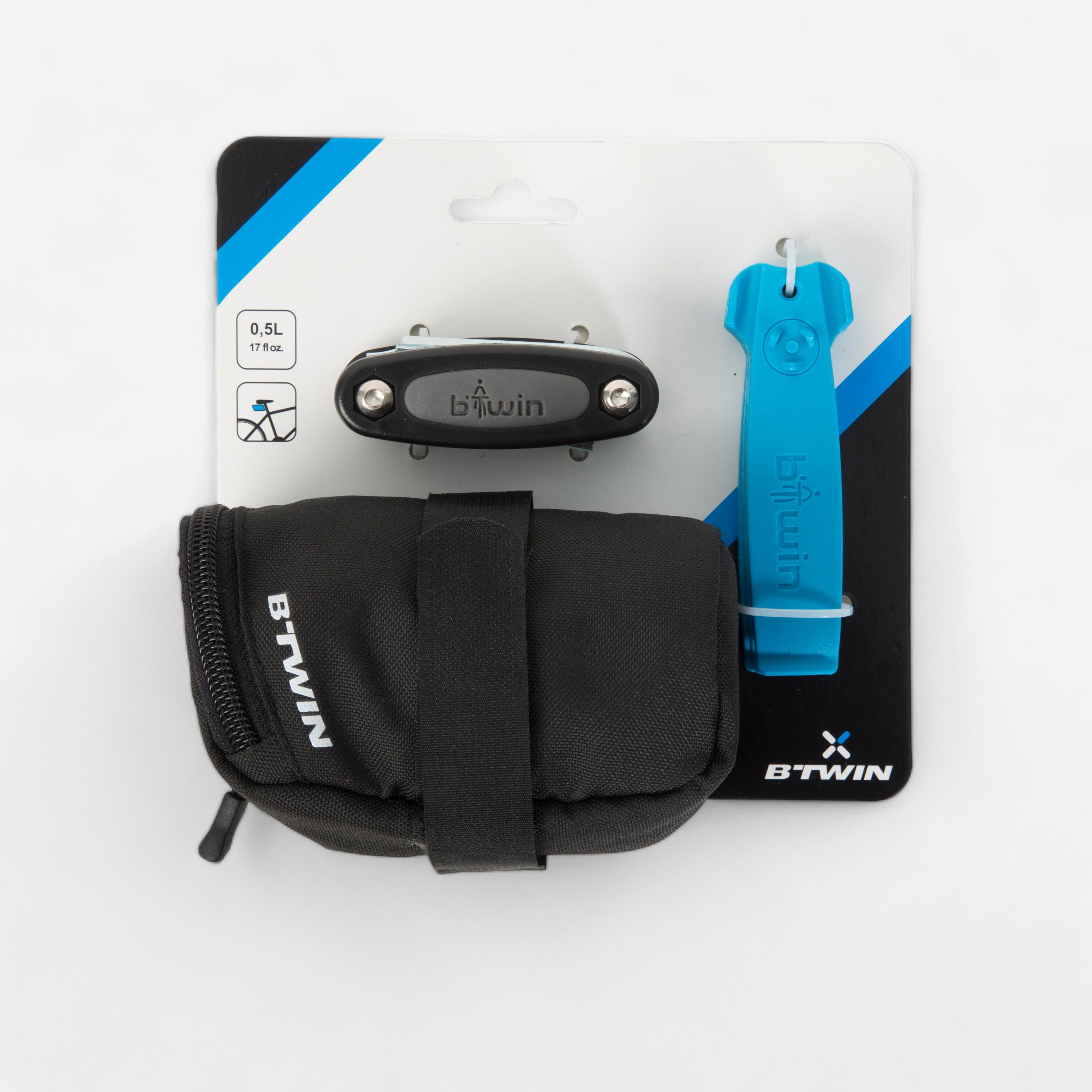 Btwin Fahrrad-Reparaturset 100 mit Satteltasche 0,5 Liter schwarz