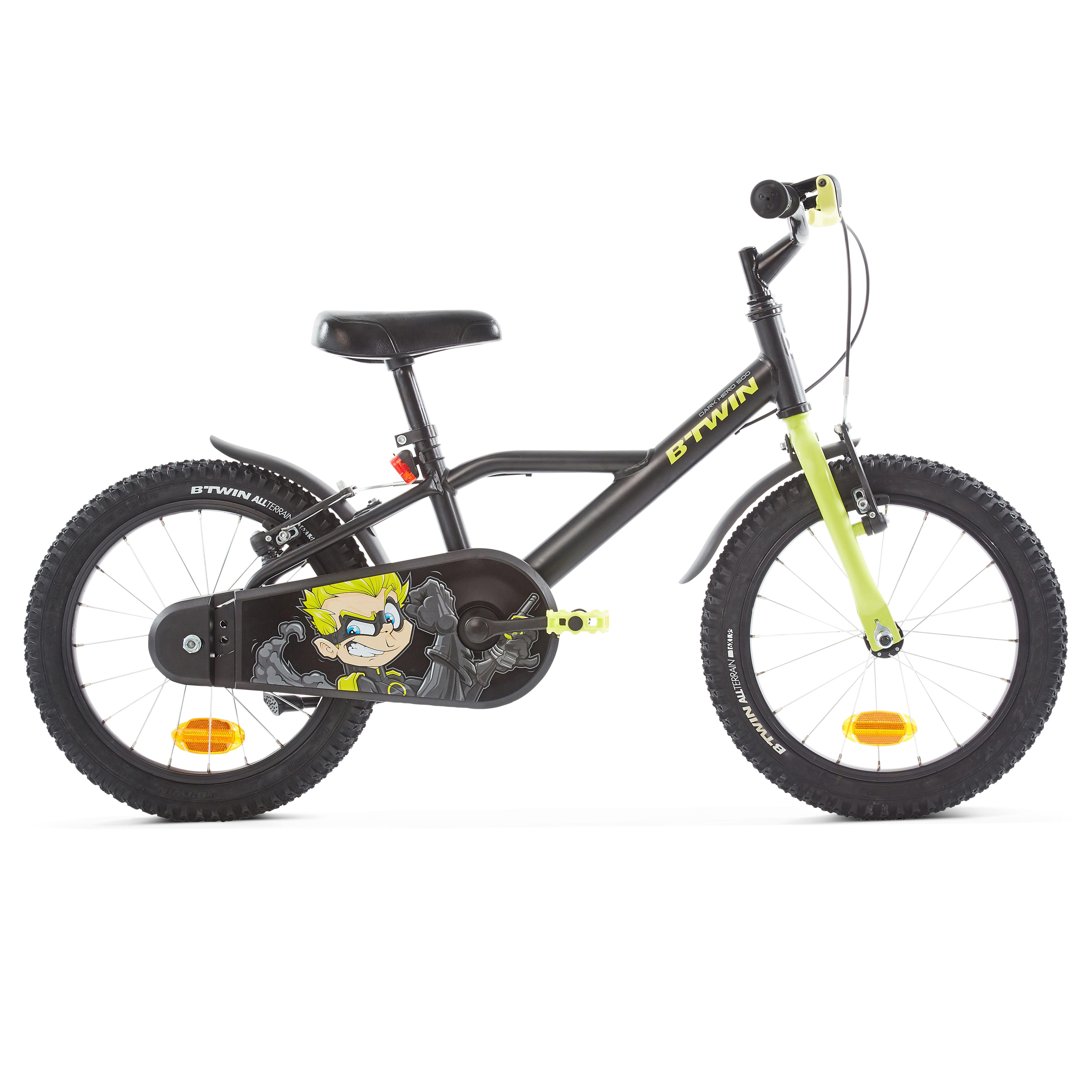 Btwin Kinderfahrrad 16 Zoll 500 Dark Hero schwarz/gelb