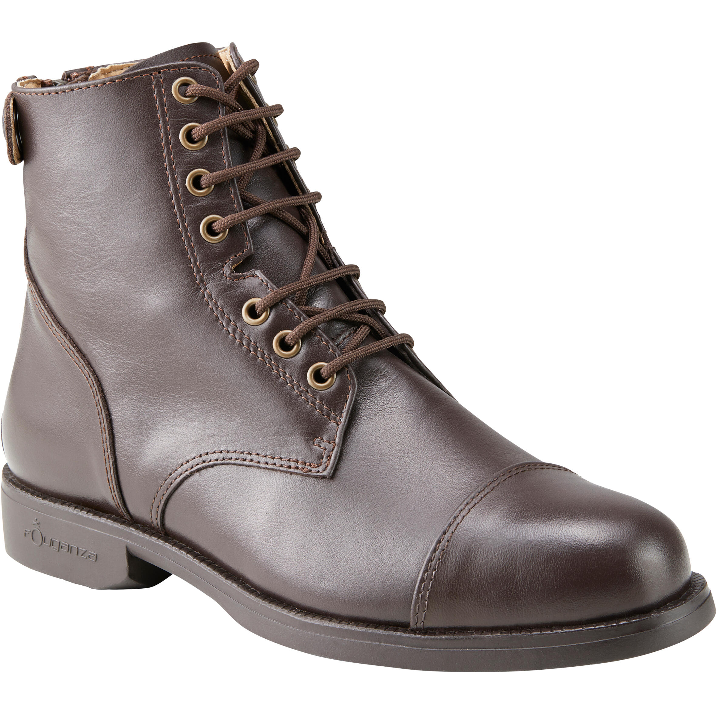 Fouganza Reitstiefeletten Paddock 560 geschnürt Leder Erwachsene braun