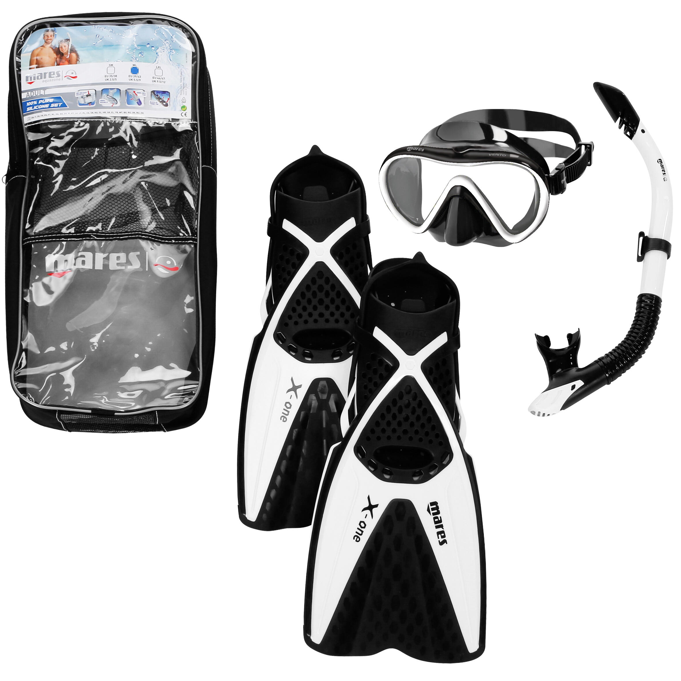 Mares Freediving-Set Mares Damen/Herren X One schwarz/weiss