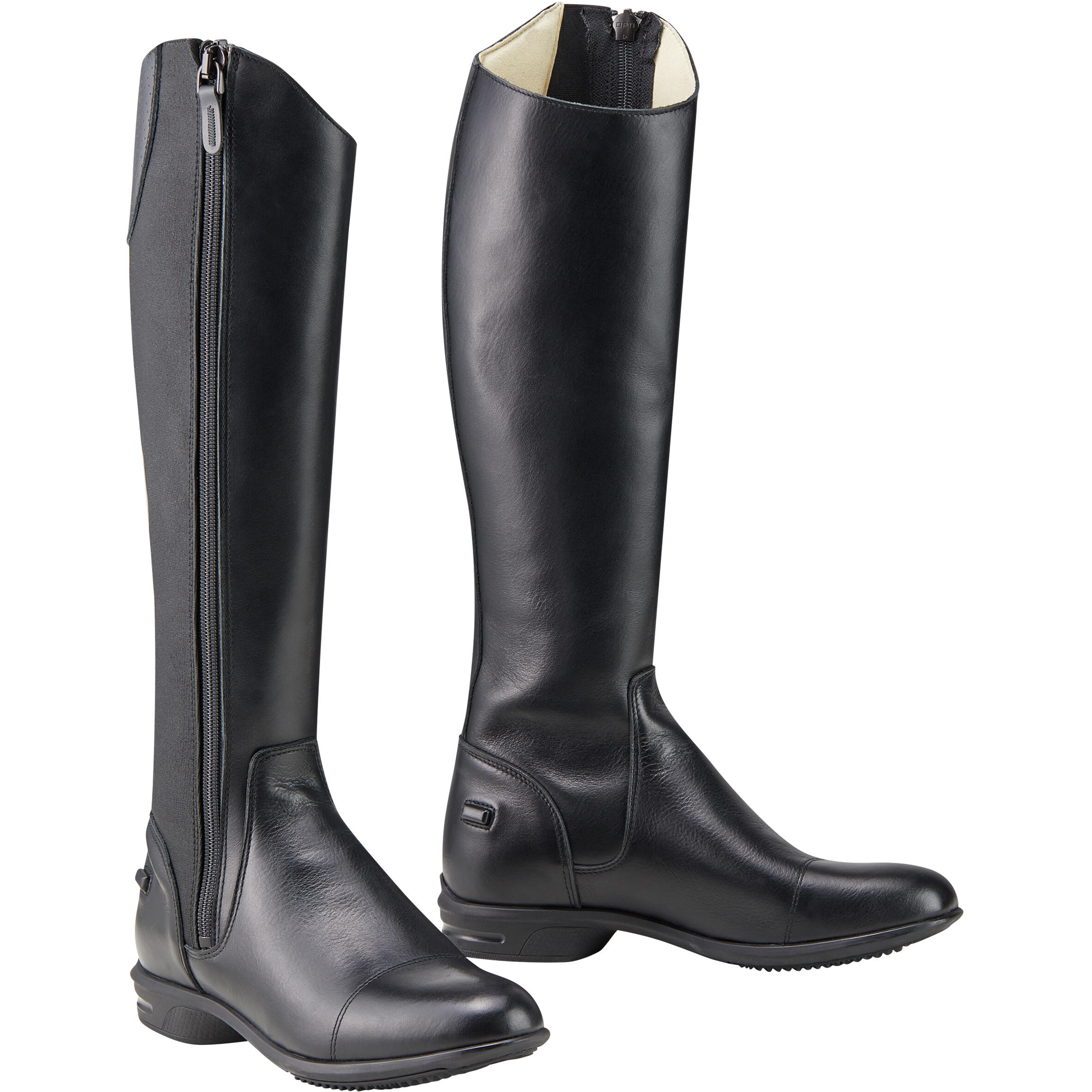 Fouganza Reitstiefel 560 Leder Erwachsene schwarz