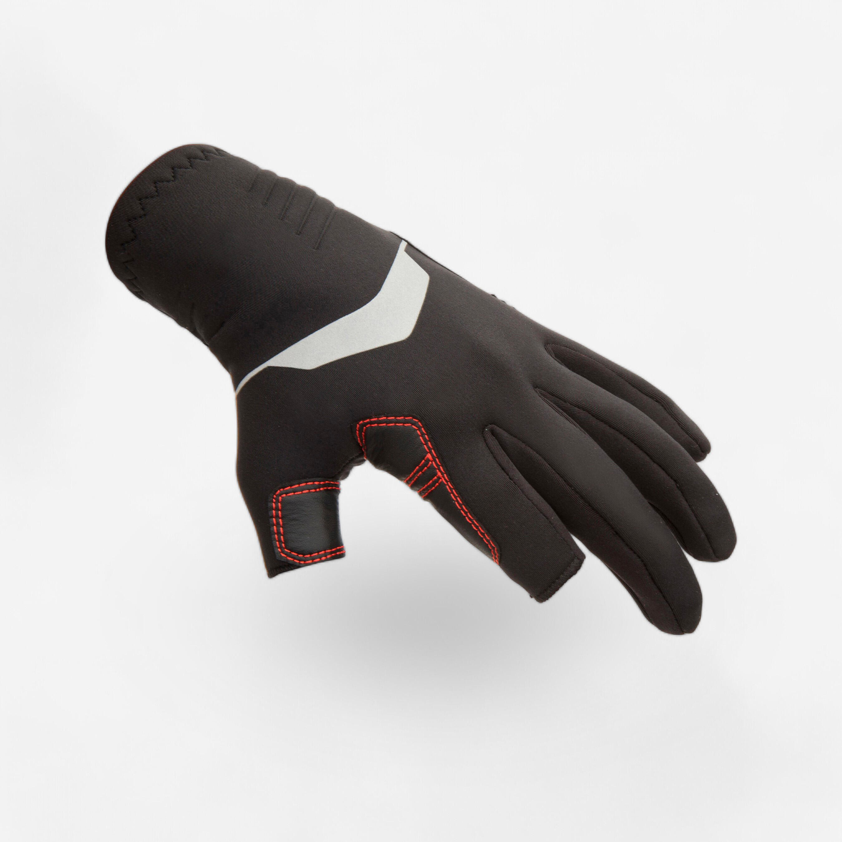 Tribord Segelhandschuhe Neopren Zweifinger Damen/Herren 900 schwarz