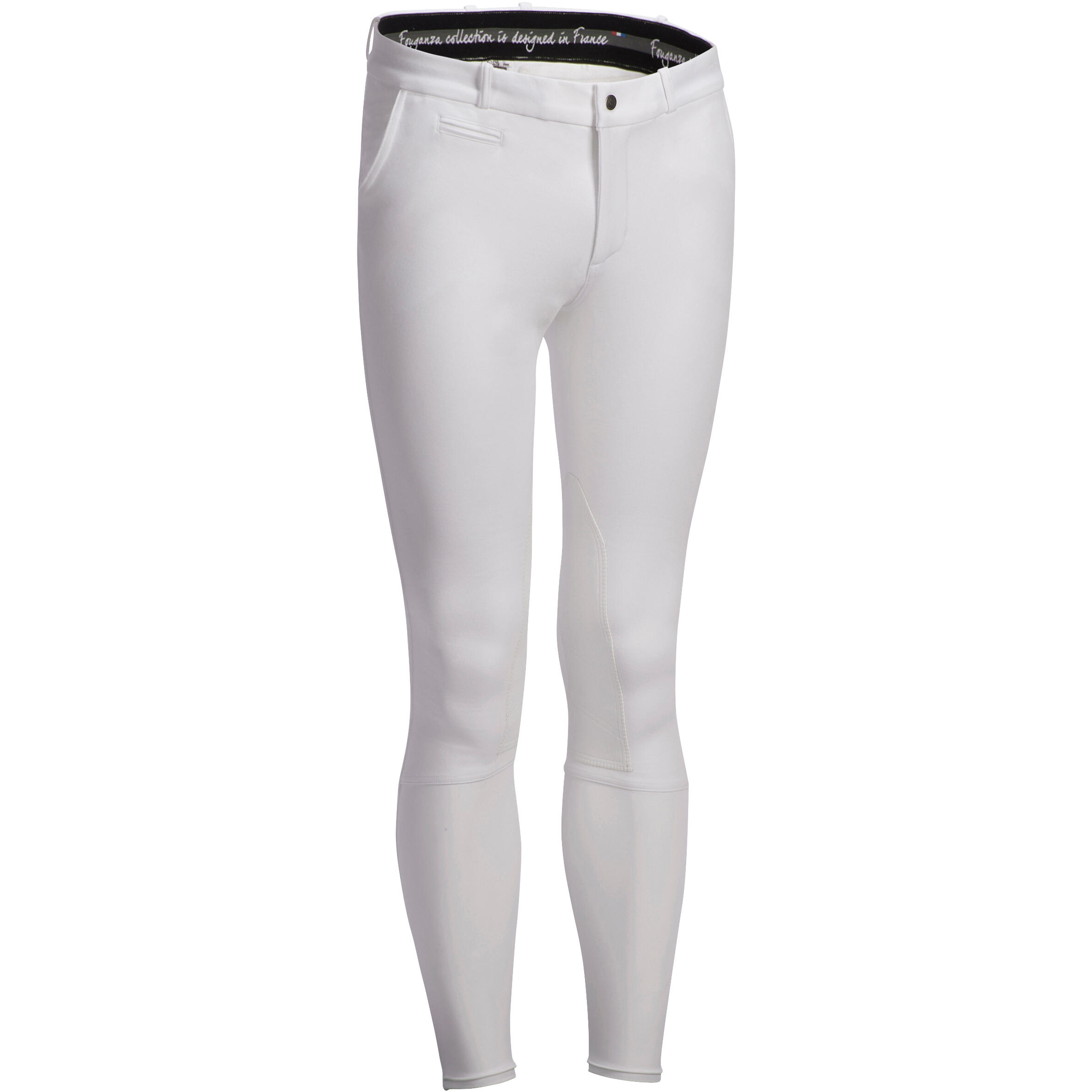 Fouganza Turnierreithose 140 Kniebesatz Stoff Herren weiss
