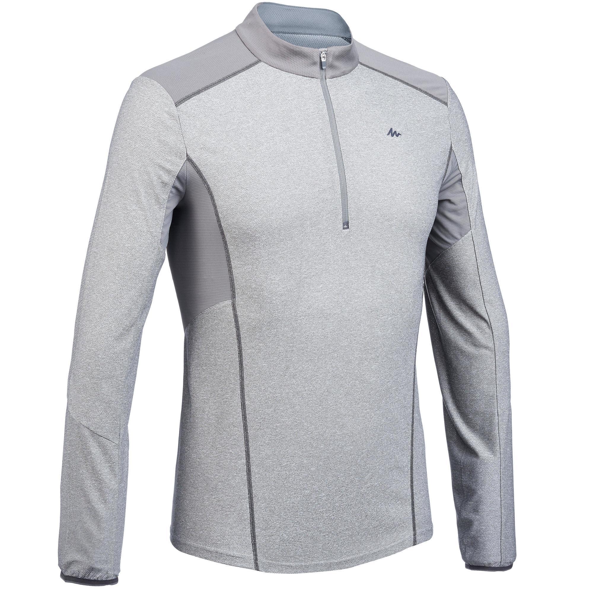 Quechua Langarmshirt Wandern MH550 Synthetik Herren grau