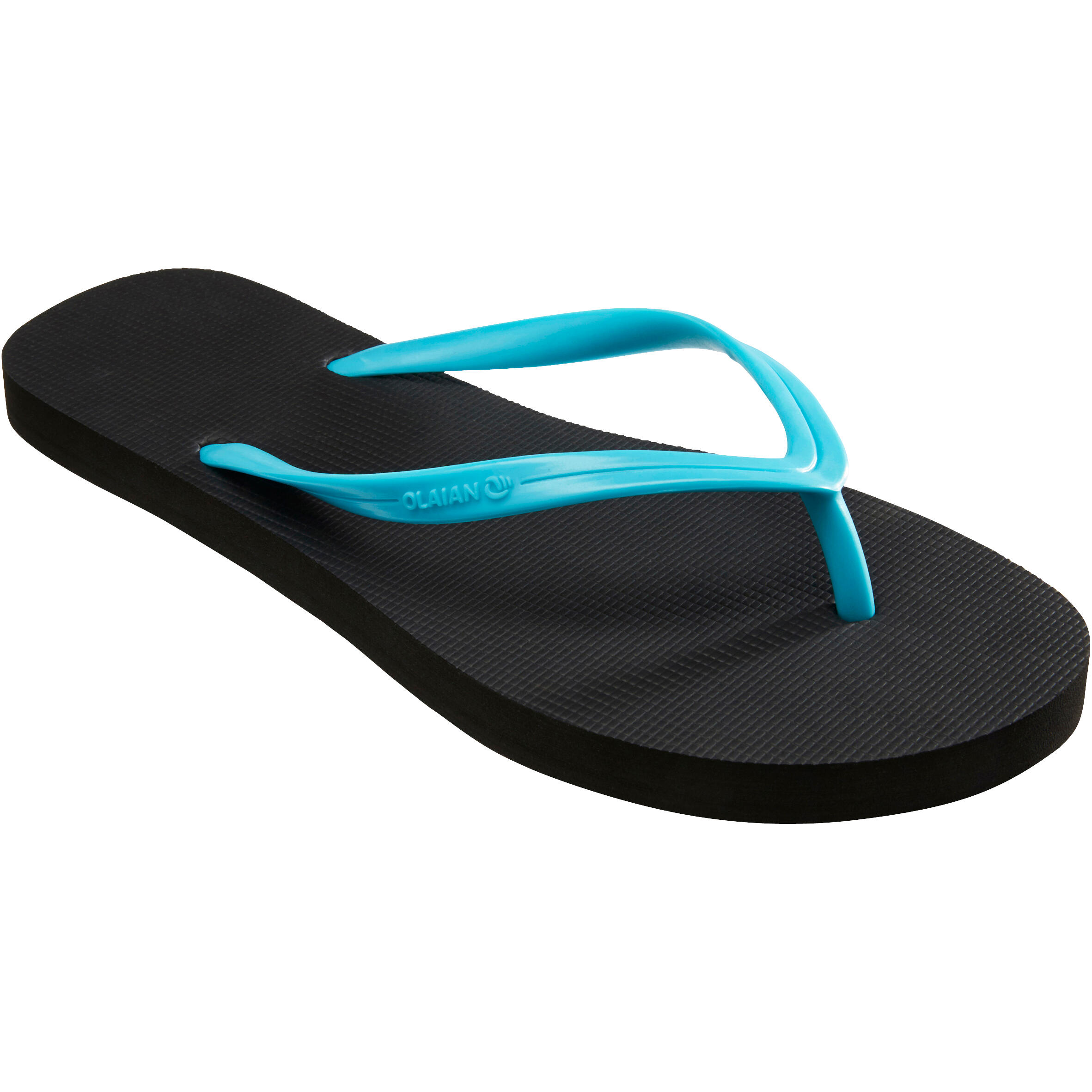 Olaian Zehensandalen Damen 100 schwarz/türkis
