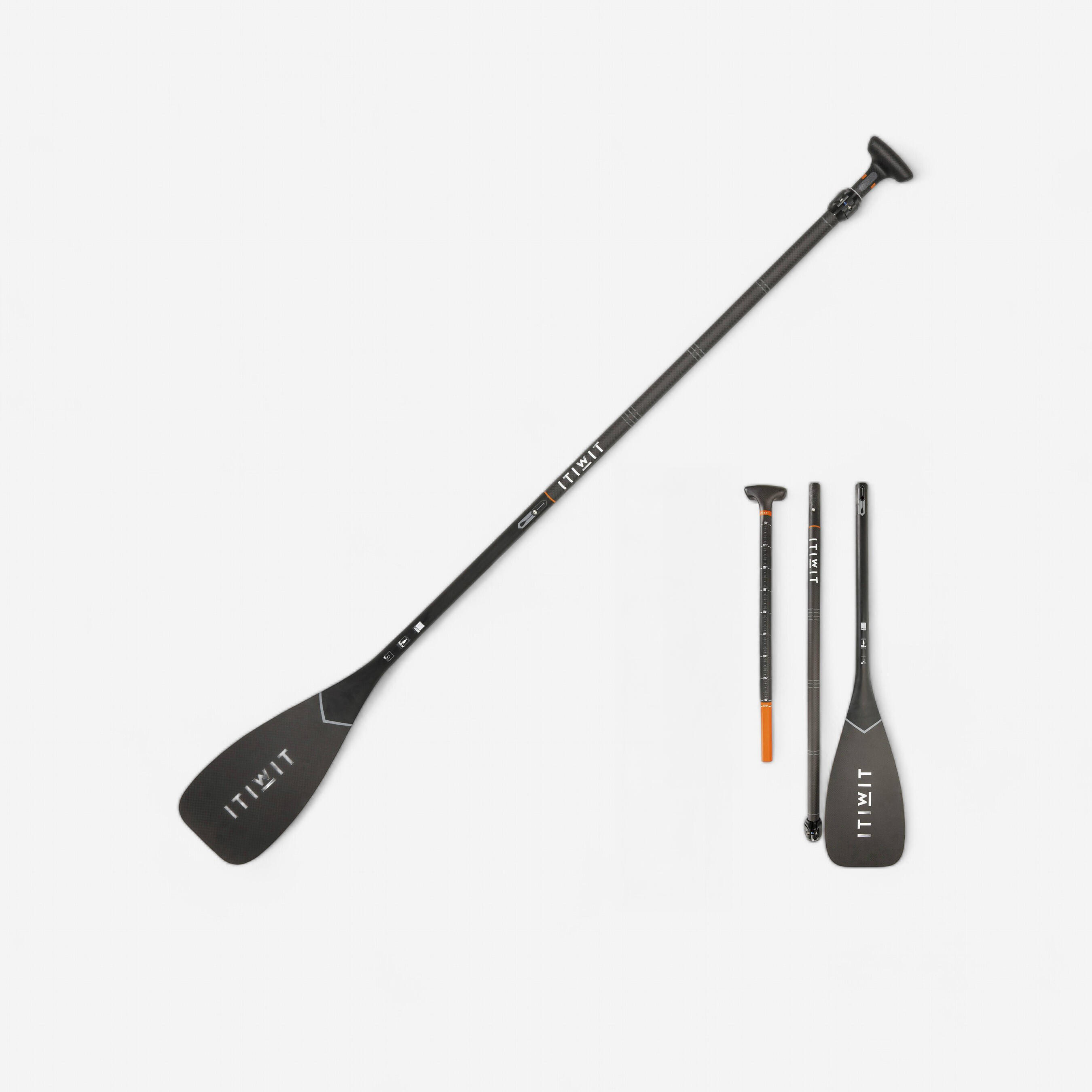 Itiwit SUP-Paddel 900 Carbon 3-teilig zerlegbar und verstellbar 170–210 cm