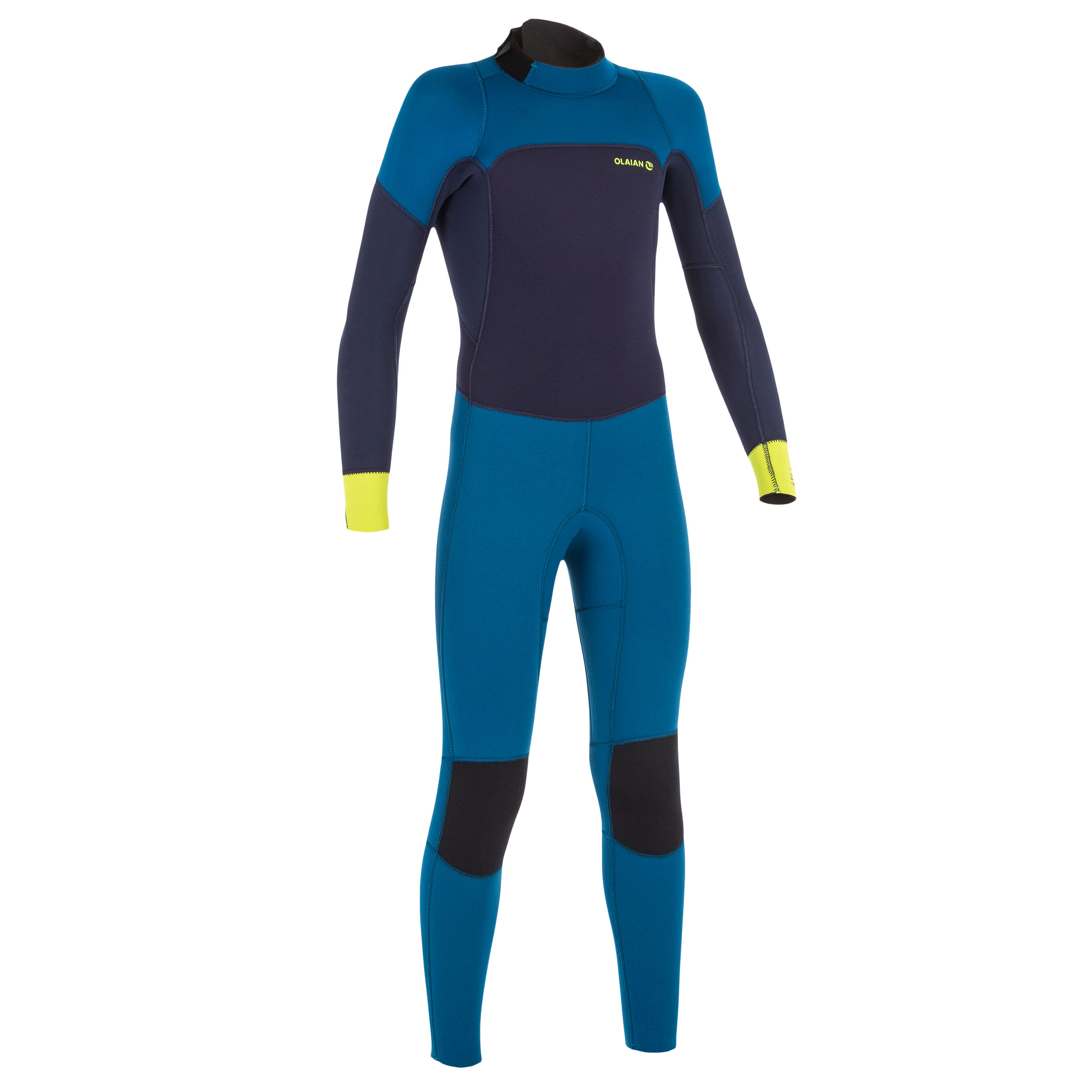 Olaian Neoprenanzug Surfen 500 4/3 mm Kinder blau/gelb