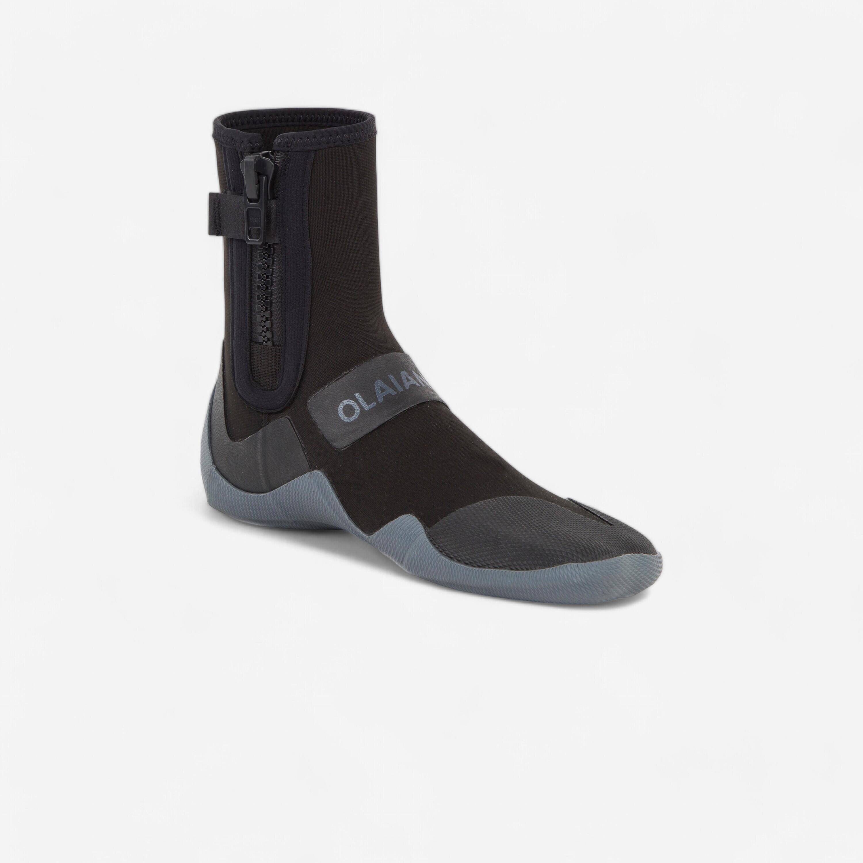 Olaian Neoprenschuhe Surfen 500 3 mm hoch mit Reißverschluss schwarz