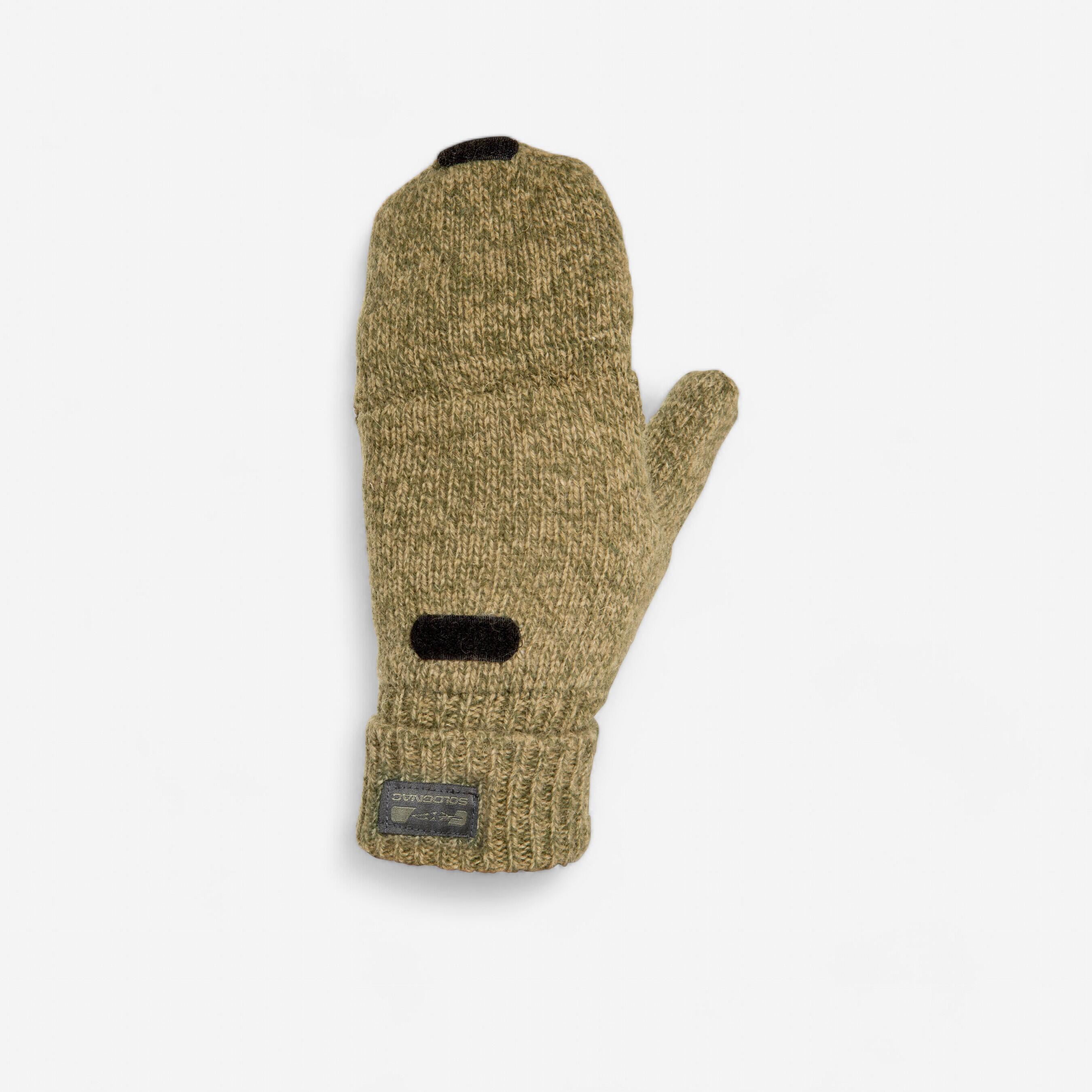 Solognac Jagdhandschuhe Fäustlinge 100 Wolle braun