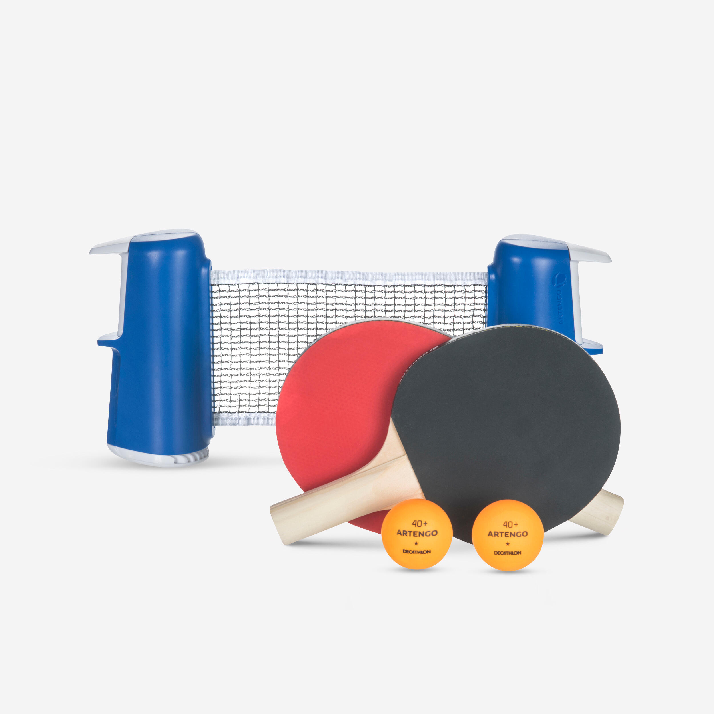 Pongori Tischtennis-Set Rollnet Small + 2 Schläger + 2 Bälle